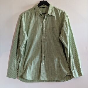 J.Crew Green Gingham Button Down Shirt Cotton Long Sleeve Men's Medium Preppy